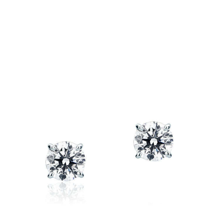 Immagine di Paio Orecchini a scatto con Diamanti in Oro Bianco