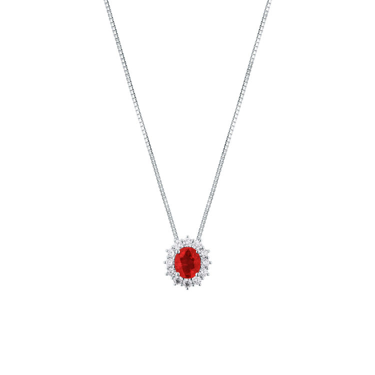 Imagen de Collar con rubí y diamante en oro blanco