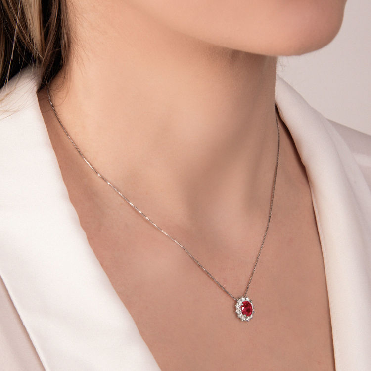 Picture of Necklace with ruby and diamond in white gold