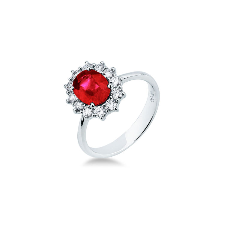 Picture of Ring with ruby and diamond in white gold