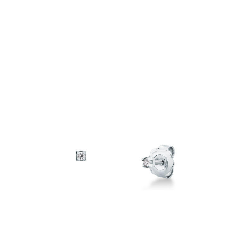 Imagen de Pareja de pendientes de ballestilla con diamante en oro blanco