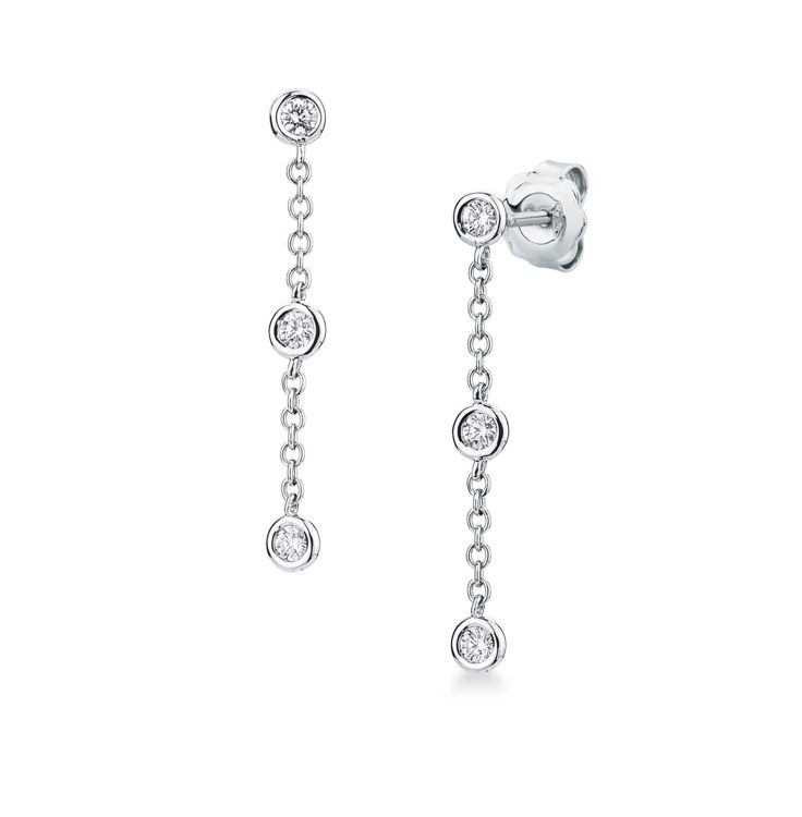 Picture of Pair of hinged earrings with diamond in white gold