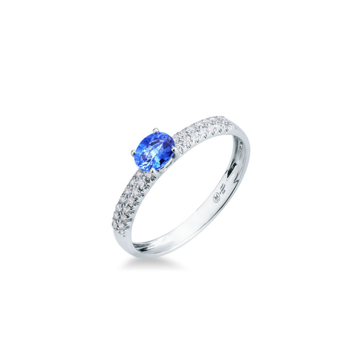 Picture of Ring with sapphire and diamond in white gold