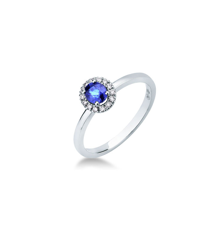 Picture of Ring with sapphire and diamond in white gold