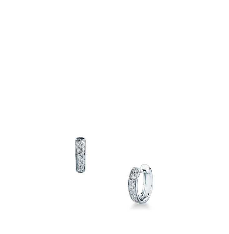 Picture of Pair of hinged earrings with diamond in white gold