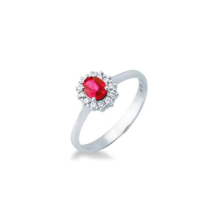 Picture of Ring with ruby and diamond in white gold