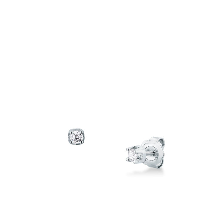 Picture of Pair of hinged earrings with diamond in white gold