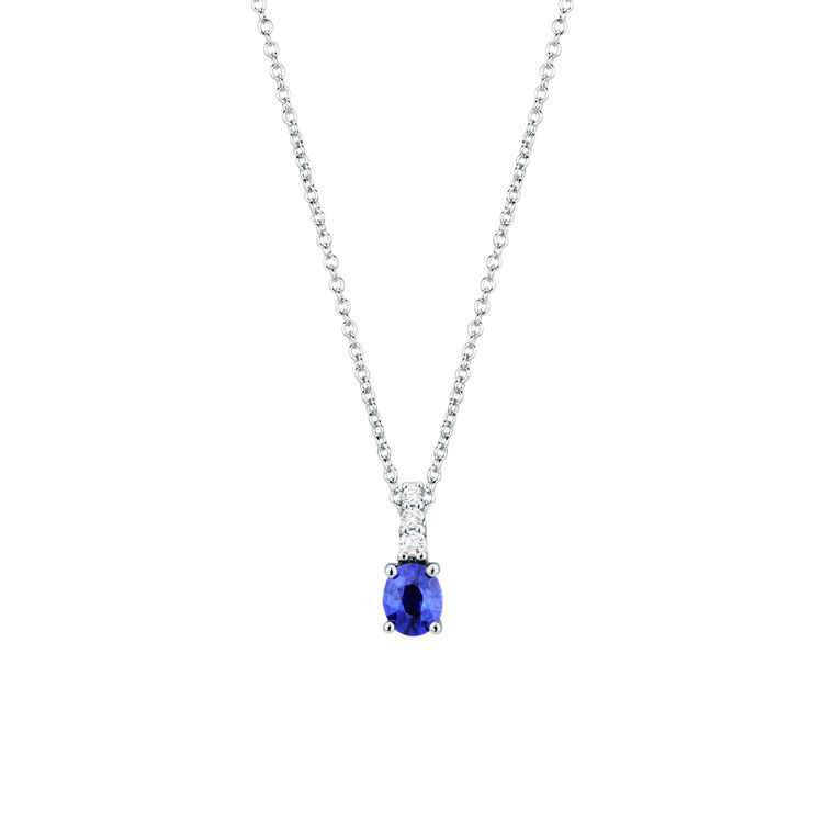 Picture of Necklace with sapphire and diamond in white gold