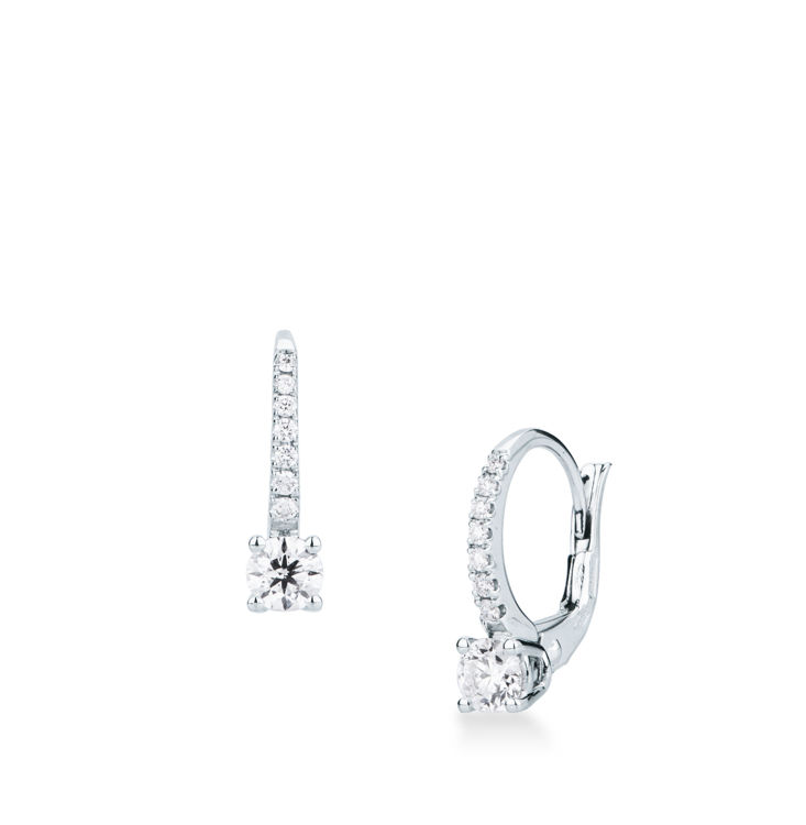 Picture of Pair of hook-of-earrings with diamond in white gold