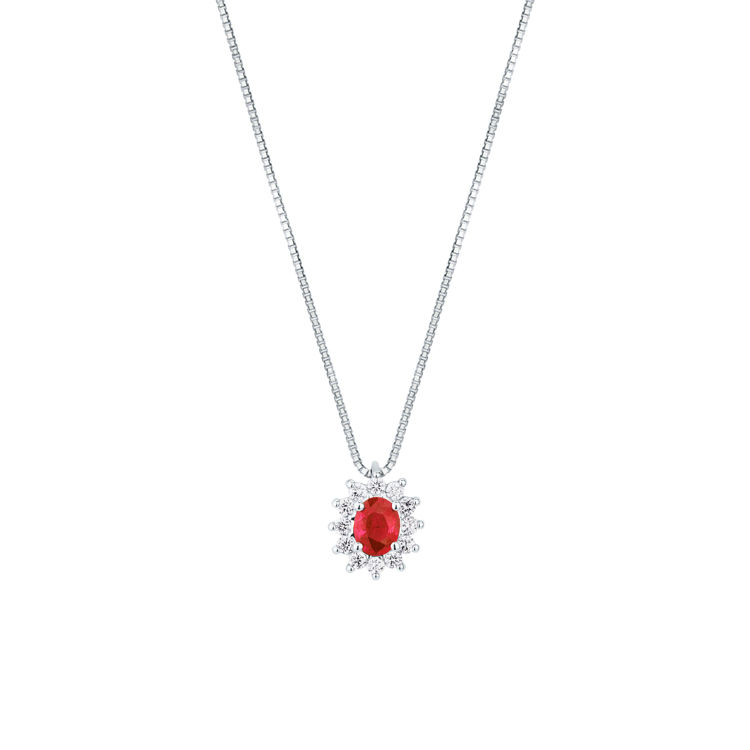 Picture of Necklace with ruby and diamond in white gold