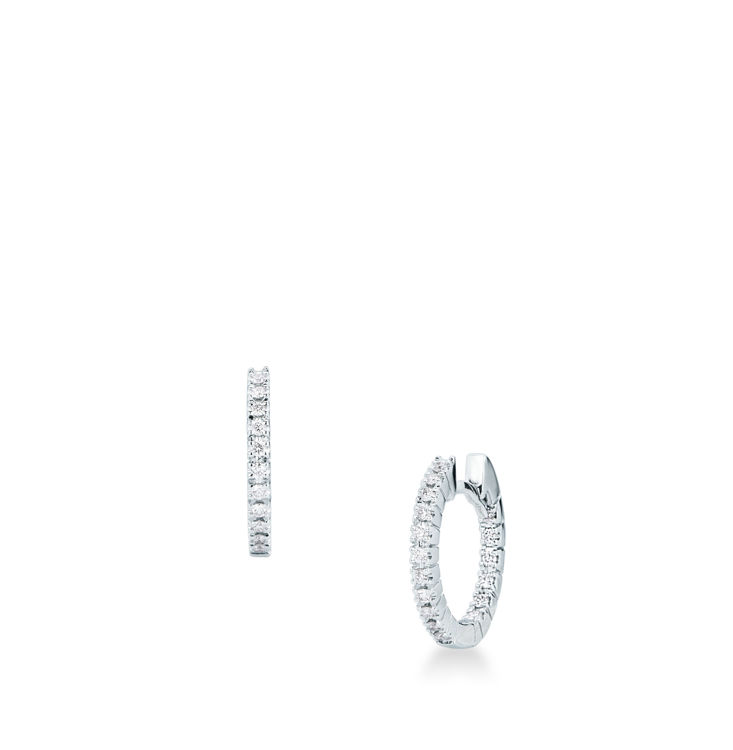 Picture of Pair of hinged earrings with diamond in white gold