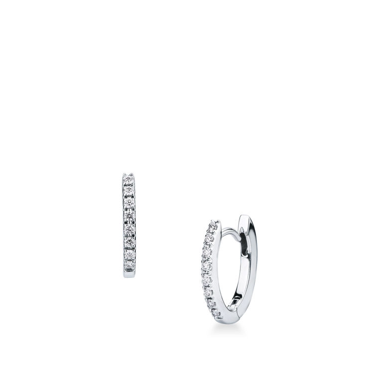 Picture of Pair of hinged earrings with diamond in white gold