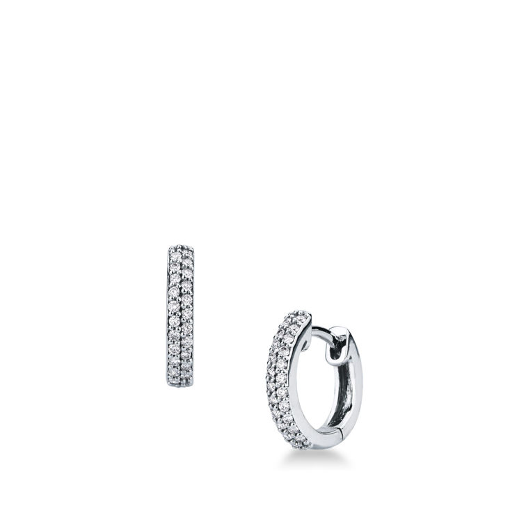 Picture of Pair of hinged earrings with diamond in white gold