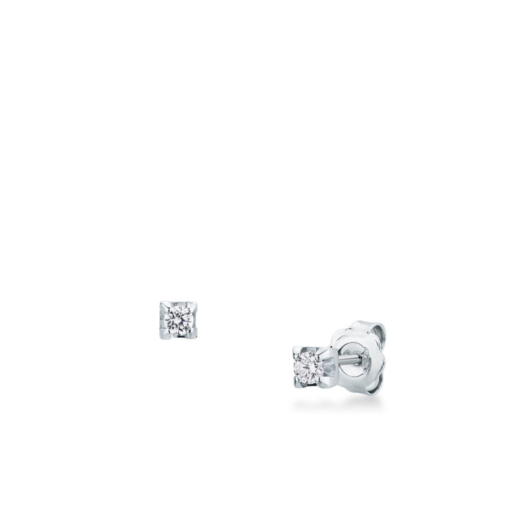 Picture of Pair of hinged earrings with diamond in white gold