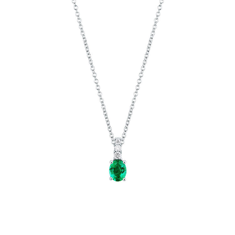 Picture of Necklace with emerald and diamond in white gold