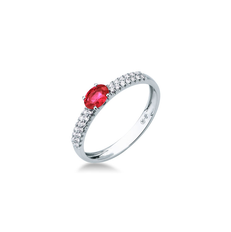 Picture of Ring with ruby and diamond in white gold