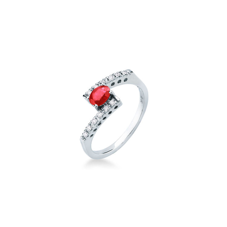 Picture of Ring with ruby and diamond in white gold