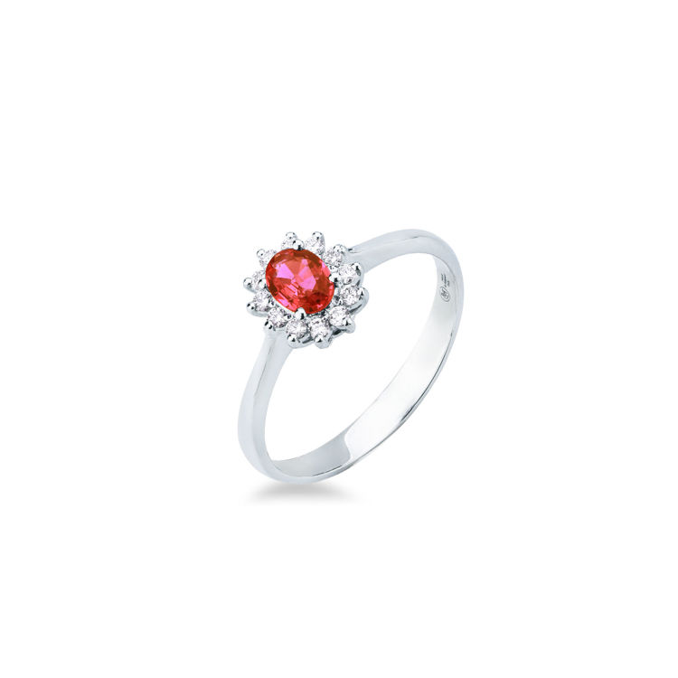 Picture of Ring with ruby and diamond in white gold