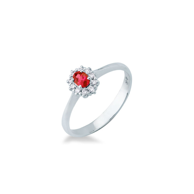 Picture of Ring with ruby and diamond in white gold