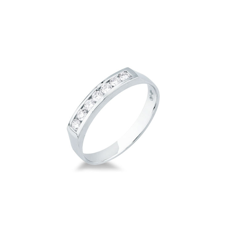 Picture of Riviera ring with diamond in white gold