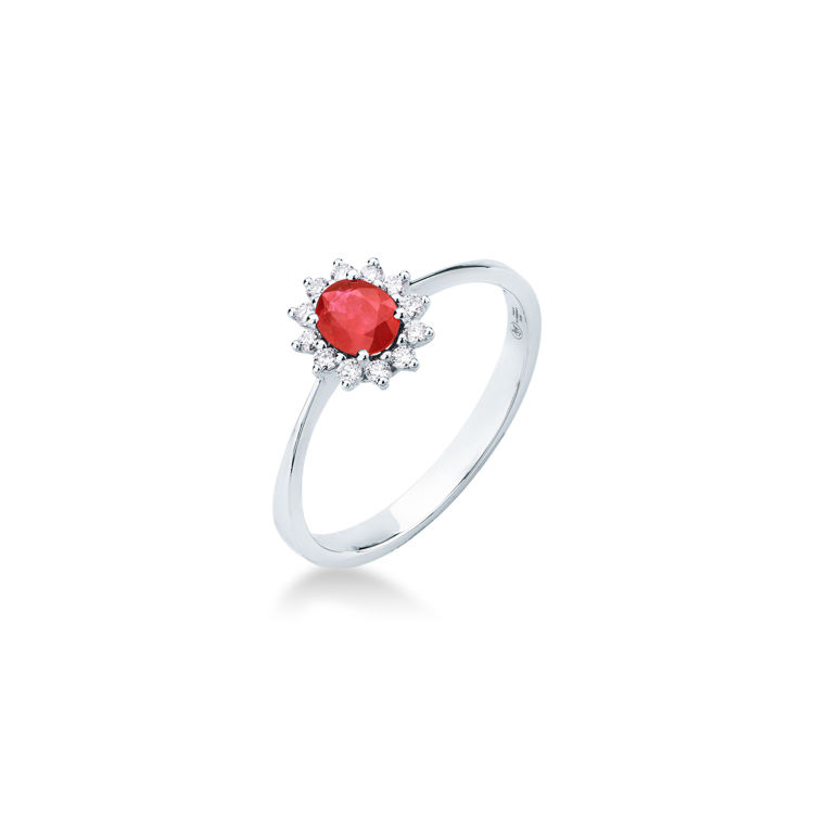 Picture of Ring with ruby and diamond in white gold