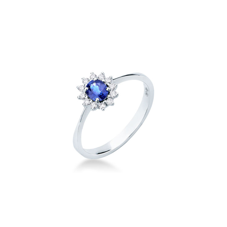 Picture of Ring with sapphire and diamond in white gold