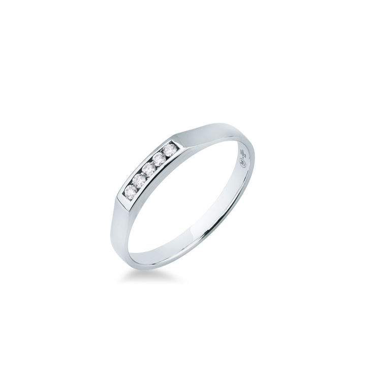 Picture of Riviera ring with diamond in white gold