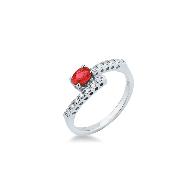 Picture of Ring with ruby and diamond in white gold