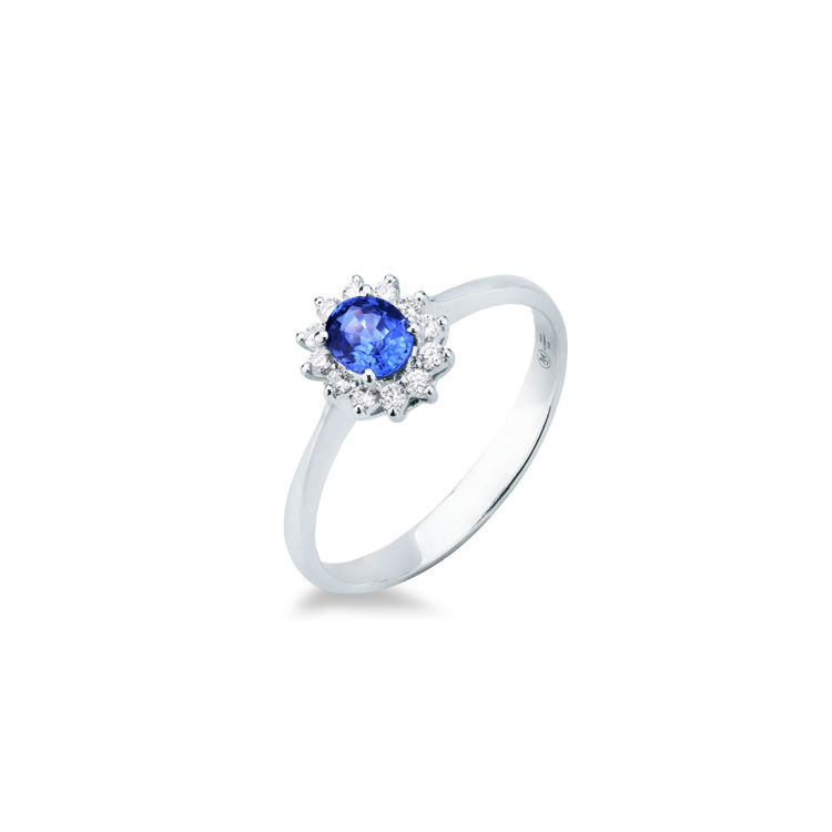 Picture of Ring with sapphire and diamond in white gold